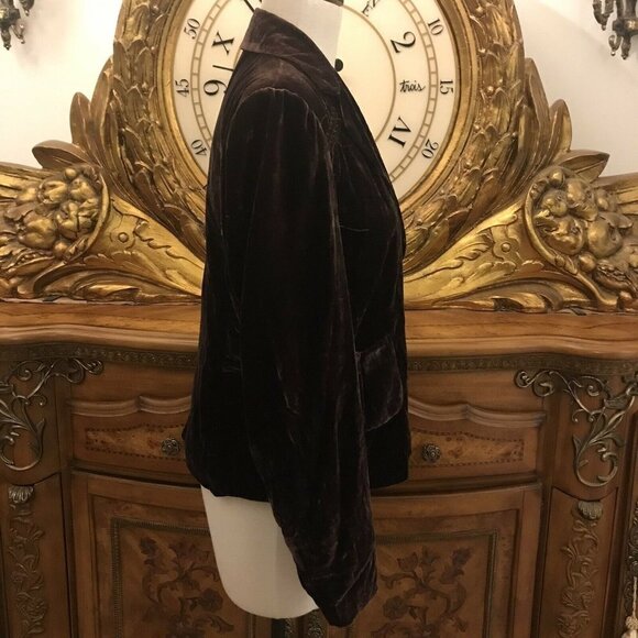 EDWARD. Size M. Crushed Velvet Long Sleeve Lined Jacket. Loop Closure. DB - Picture 3 of 5
